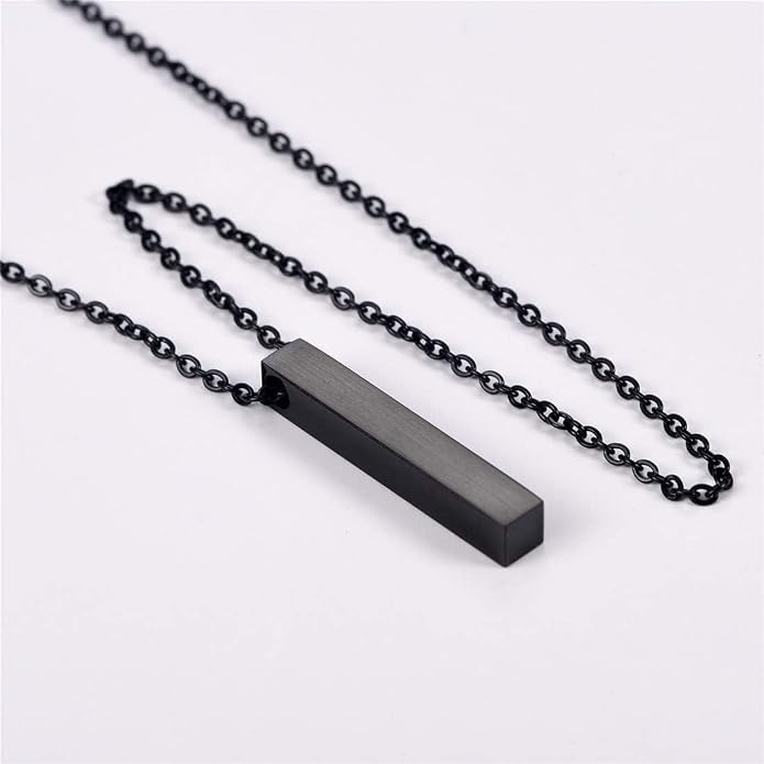 U7 Engravable Bar Necklace, Womens Choker Necklace Stainless Steel Custom Engrave Text Horizontal/Vertical Bar Pendant Necklaces for Men Women