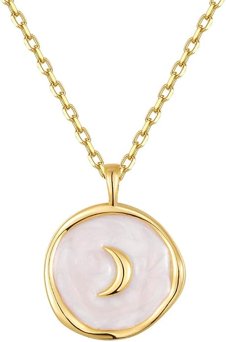 S.Leaf 18K Gold Plated Cubic Zirconia Choker Necklace for Women 925 Sterling Silver Layered Coin Moon Star Heart Circle Crystal Lariat Pendant Necklaces Gifts for Women Trendy