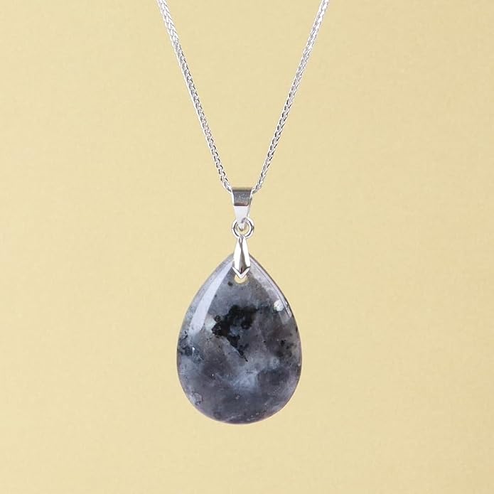 iSTONE 925 Sterling Silver Natural Crytral for Womens Pendant Necklace, Gemstone Birthstone with 17.8" Silver Chain Ladies
