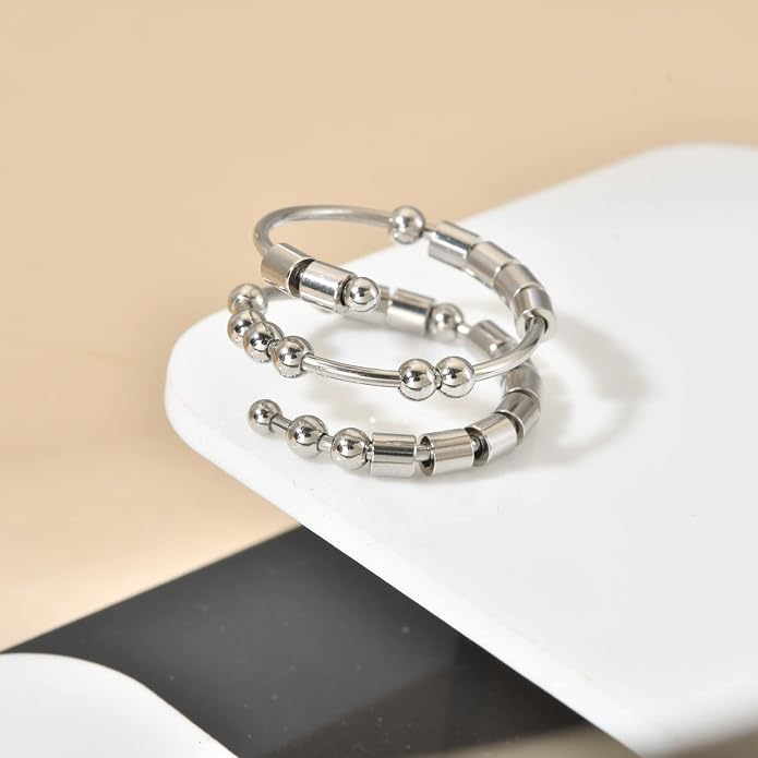 Morse Code Rings for Women, Stainless Steel Spinner Ring Fidget Rings for Anxiety Ring Morse Code Rings Inspirational Gifts Jewelry Women Birthday Graduation Gifts for Best Friends