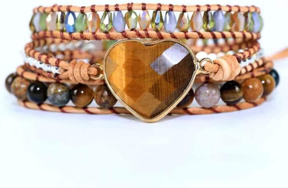 Women Wrap Bracelets Boho Natural Stone Jasper Turquoises Strand Bracelet Jewelry Collection