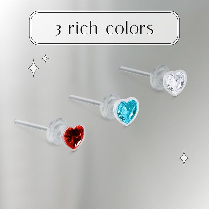 Medical Grade Plastic Earrings for Sensitive Ears, Nickel Free, Hypoallergenic Earrings for Girls and Women, Comfortable, Lightweight and Metal Free Cubic Zirconia