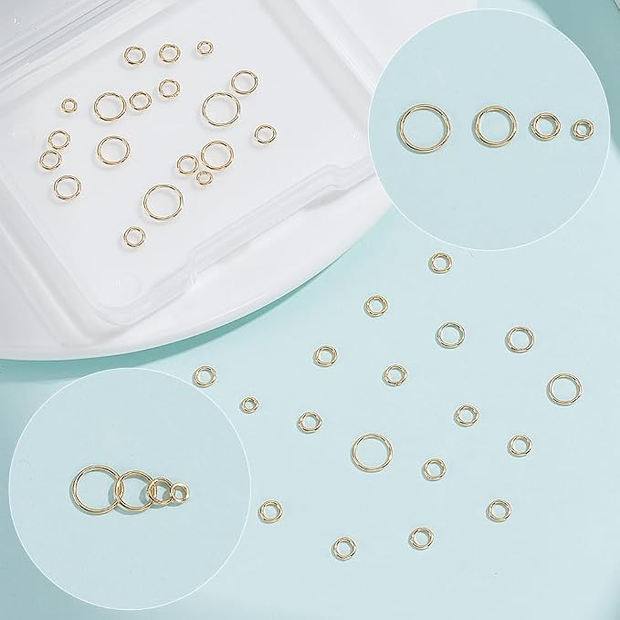 Beebeecraft 20Pcs Closed Jump Rings 14K Gold Filled 6mm Soldered Jump Rings Non-Tarnish Round Connector Linking for Jewelry Making DIY Crafts Findings Supplies
