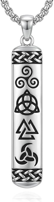 Viking Necklace for Men 925 Sterling Silver Norse Viking Pendant Norse Jewelry for Dad Husband, w/Stainless Steel Chain 22"+2"
