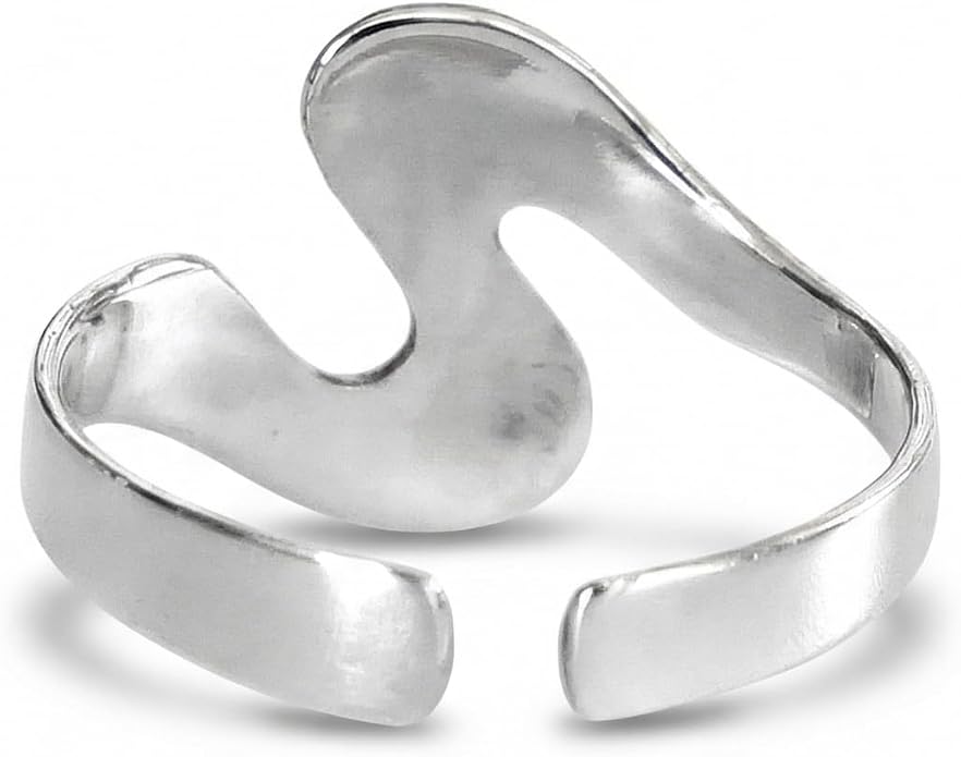 Sterling Silver Toe Ring, Handmade Adjustable Open Band, Minimalist Dainty Summer Beach Foot Jewelry for Women, Can Be Worn as Knuckle or Pinky Ring