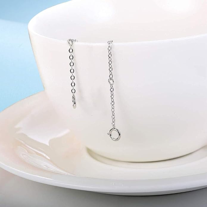 Dorella Sterling Silver Necklace Extenders Chain Set of 2 Pcs Pack 2" and 5" or 3" and 4" - Solid 925 Sterling Silver Fine Chain Dainty Durable Adjustable