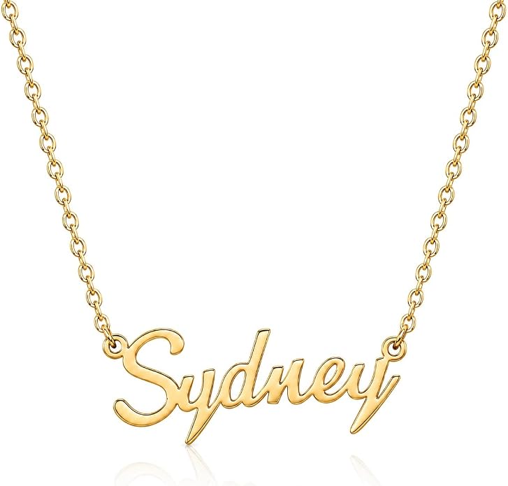 MOMOL 18K Gold Plated Stainless Steel Name Necklace Personalized Custom Name Necklace Customized Nameplate Necklace for women
