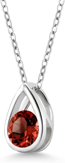 Gem Stone King Teardrop Pendant Necklace For Women | 5MM Round Gemstone Birthstone | 925 Sterling Silver | With 18 Inch Silver Chain | Fine Jewelry Gift for Her Mom Women Wife