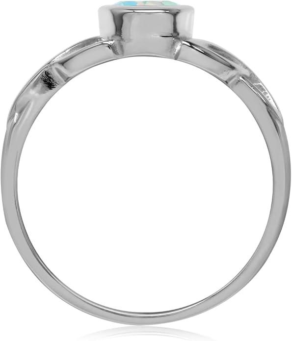 Silvershake 7x5MM Oval Shape Birthstone Gemstone White Gold Plated or 18K Yellow Gold Plated 925 Sterling Silver Triquetra Trinity Celtic Knot Solitaire Ring Jewelry for Women