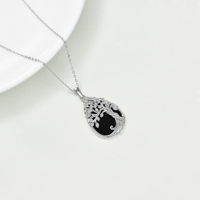 ONEFINITY Tree of Life Necklace 925 Sterling Silver Abalone Shell Celtic Knot Pendant Necklace for Women Jewelry