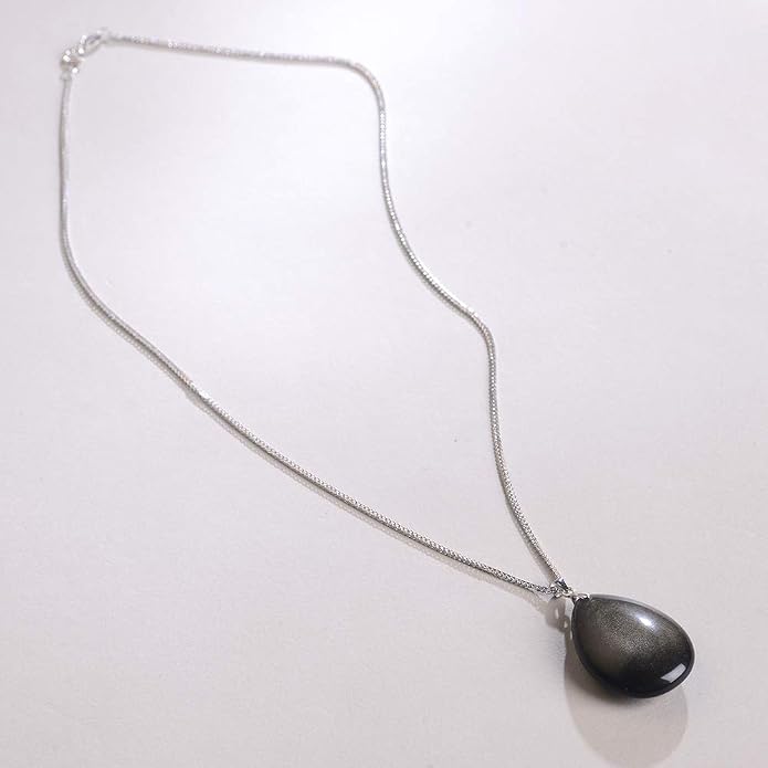 iSTONE 925 Sterling Silver Natural Crytral for Womens Pendant Necklace, Gemstone Birthstone with 17.8" Silver Chain Ladies