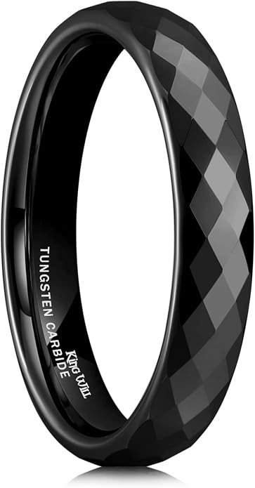 King Will Tungsten Carbide Wedding Ring for Men Women Promise Ring for Couple 2mm/4mm/6mm Black/Silver/Gold/Rose Gold Multi-faceted Shining Luster High Polished Wedding Band Comfort Fit