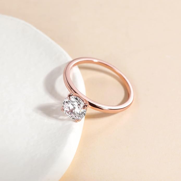 EAMTI 1.5CT 925 Sterling Silver Engagement Rings Round Cut Solitaire Cubic Zirconia CZ Wedding Promise Rings for Her Wedding Bands for Women Size 3-11