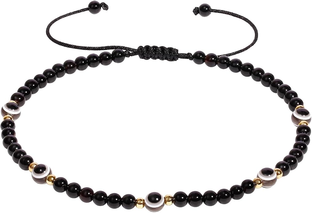 4mm Agate Beaded Anklet Evil Eye Protection Beach Foot Jewelry