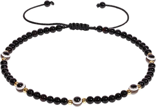 4mm Agate Beaded Anklet Evil Eye Protection Beach Foot Jewelry