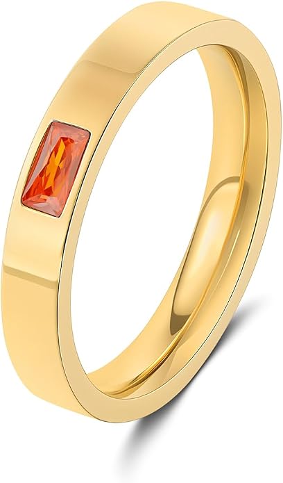 Birthstone Rings for Women 14K Gold Plated Stackable Band Non Tarnish Gold Rings Hypoallergenic Anniversary Mother's Day Christmas Gift for Her
