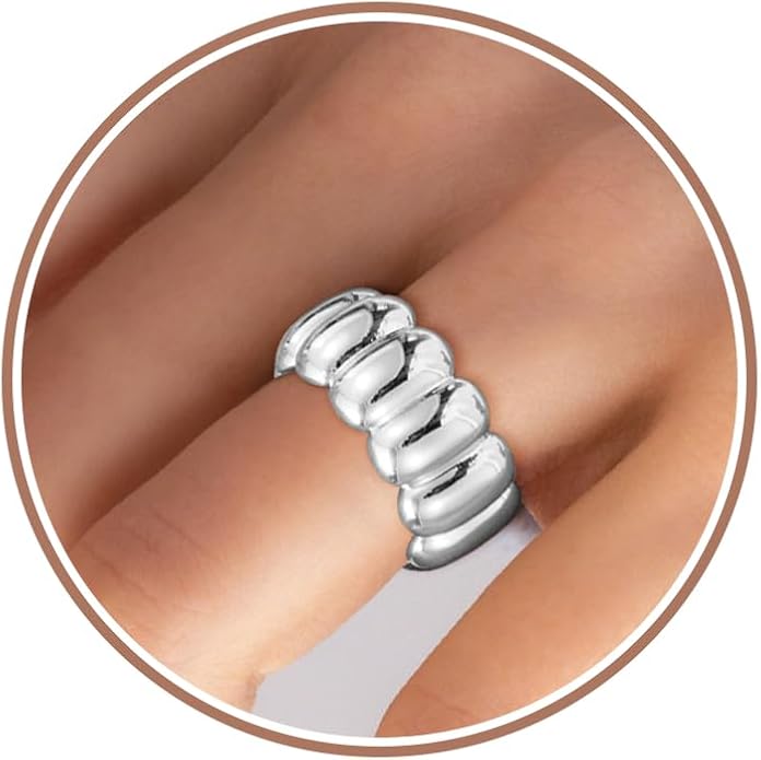 Gold Cross Statement Rings for Women 14K Gold Silver Tone Non Tarnish Cute Band High Polished Smooth Comfort Fit Size 5-10