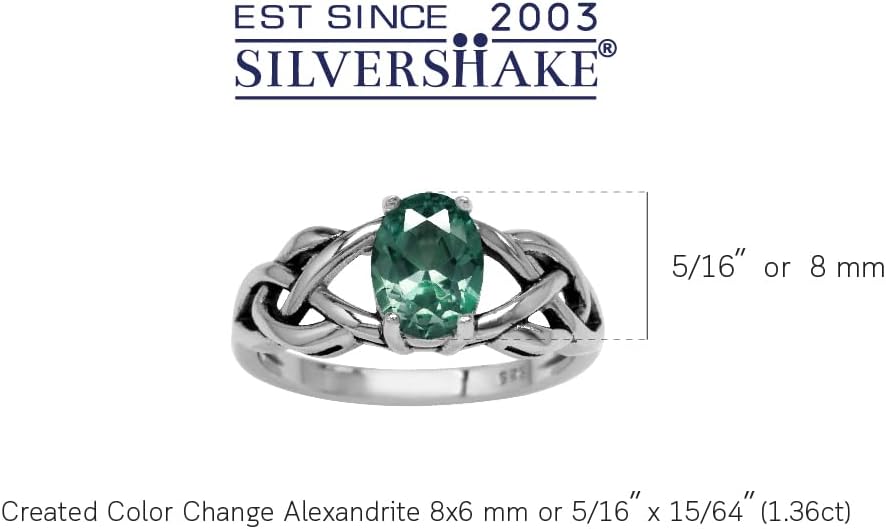 Silvershake 8X6mm Oval Shape Birthstone Gemstone Antique Finishing or Yellow Gold Plated 925 Sterling Silver Celtic Knot Weave Solitaire Ring Jewelry for Women