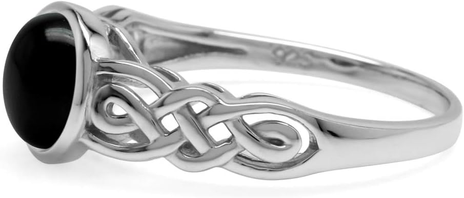 Silvershake 7MM Round Shape Gemstone White Gold Plated or Yellow Gold Plated 925 Sterling Silver Scroll/Filigree Celtic Knot Braided Solitaire Ring Jewelry for Wo