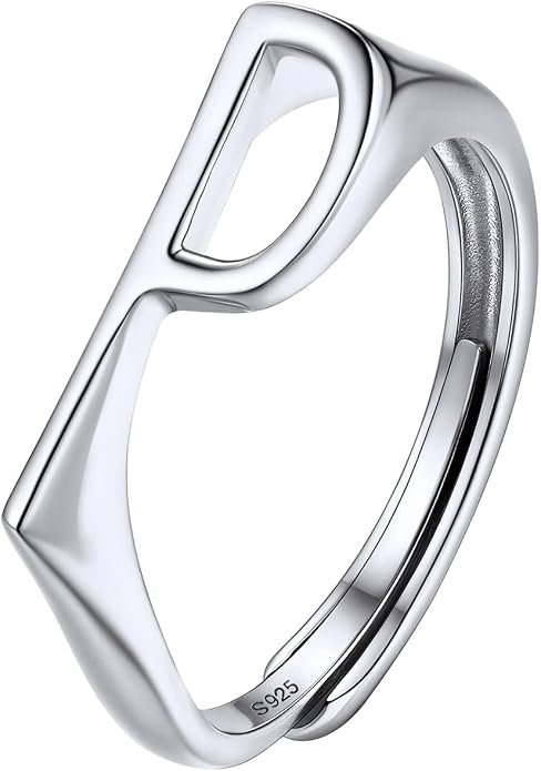 SILVERCUTE 925 Sterling Silver Initial Rings for Women,Adjustable Capital Letter Ring Hypoallergenic,Minimalist 925 Silver Rings for Mother Daughter