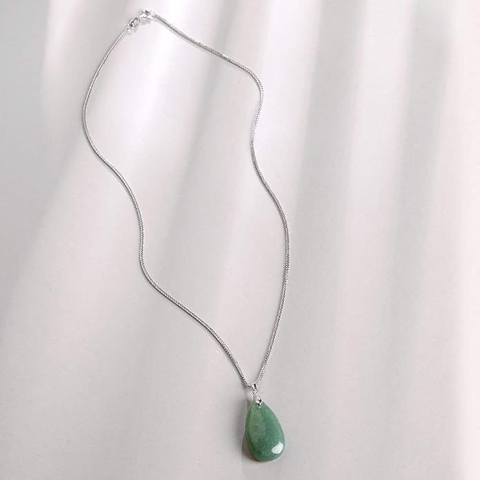 iSTONE 925 Sterling Silver Natural Crytral for Womens Pendant Necklace, Gemstone Birthstone with 17.8" Silver Chain Ladies