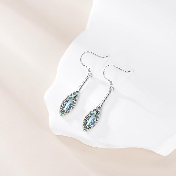 VONALA Abalone Shell Filigree Earrings 925 Sterling Silver Half Butterfly/Dragonfly Teardrop/Long/Vintage Abalone Shell Drop Dangling Earrings Bohemian Jewelry Gifts for Women