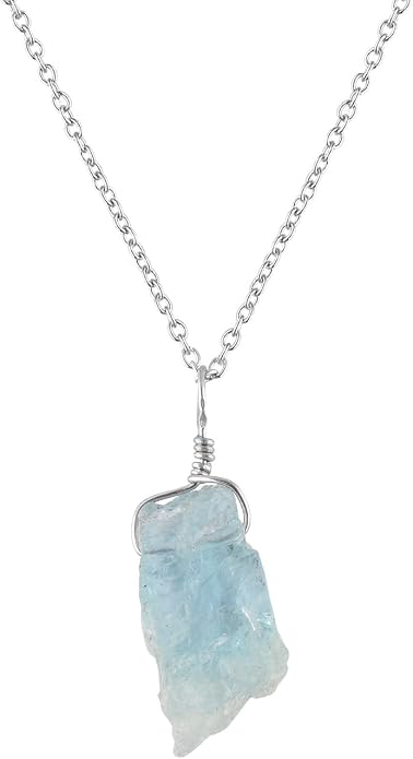 Raw Multi Gemstone Pendant Necklace for Women, Healing Crystal Chakra Stone Birthstone, 925 Sterling Silver Birthday Christmas Gifts for Her