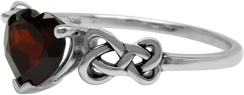 Silvershake 7MM Heart Shape 925 Sterling Silver Celtic Heart Knot Filigree Solitaire Promise Ring Jewelry for Women