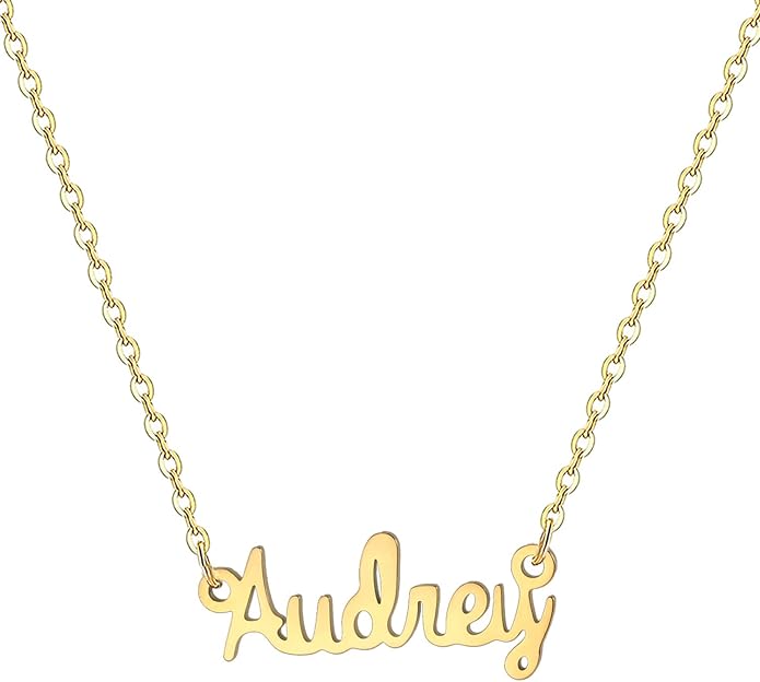 MOMOL 18K Gold Plated Stainless Steel Name Necklace Personalized Custom Name Necklace Customized Nameplate Necklace for women