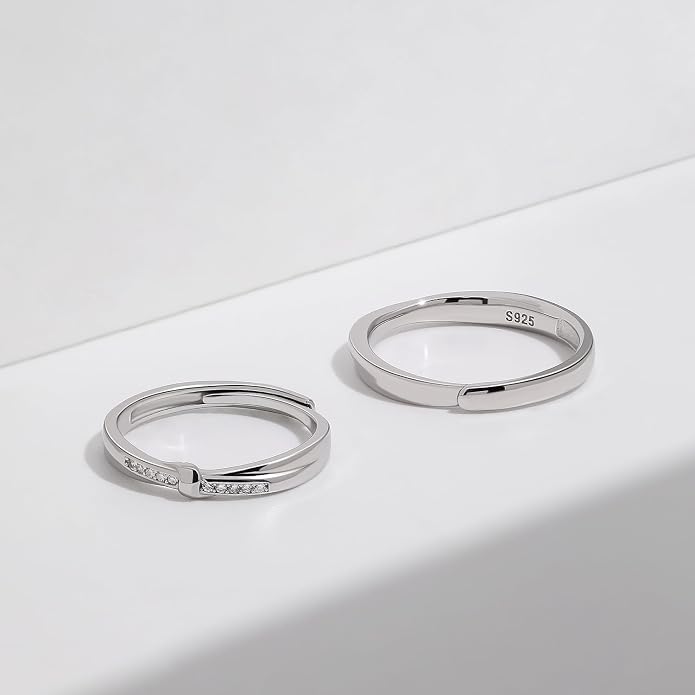 Meissa 925 Sterling Silver Celtic Knot Ring for Couples 2 Pcs Couple Rings Handmade Matching Promise Rings Rings Size Adjustable Bridal Jewelry