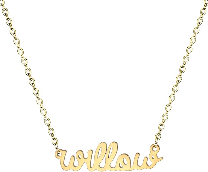 MOMOL 18K Gold Plated Stainless Steel Name Necklace Personalized Custom Name Necklace Customized Nameplate Necklace for women