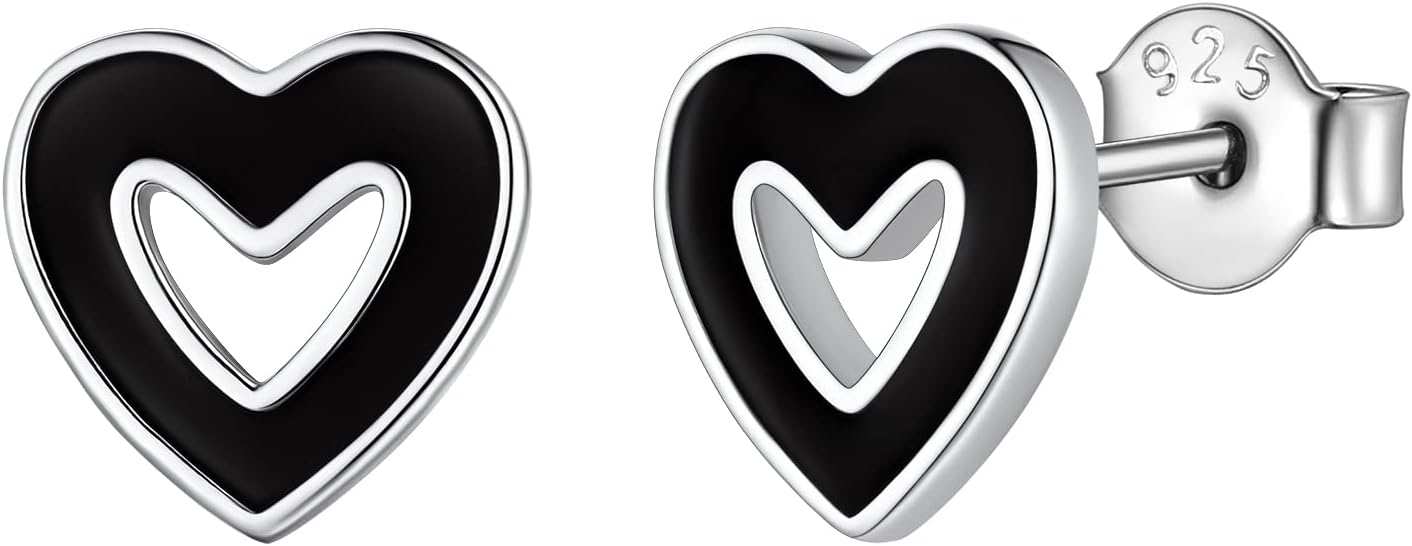 FindChic Hypoallergenic Sterling Silver Small Bar/Heart/Dot/Triangle/Butterfly/Lightning Studs Earrings Minimalist Geometric Jewelry Valentine Gifts for Women Men Girls, with Gift Box