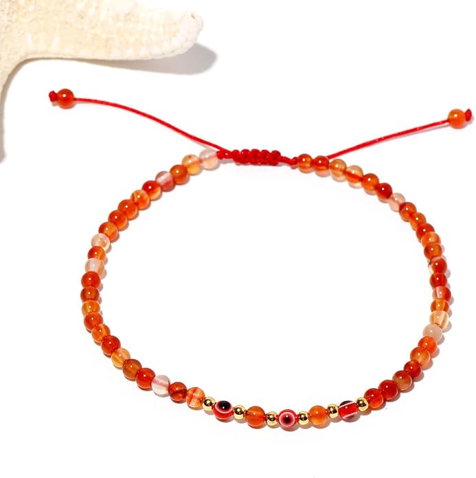 Evil Eye Ankle Bracelets for Women Beads Anklets Beach Accessiory Gemstone Healing Crystal Adjustable