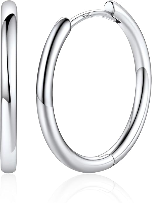Silvora 14K Gold Plated Huggie Hoop Earrings for Women, Small Sterling Silver Hoops, Hypoallergenic Cartilage Earrings for Sensitive Ears 8/10/12/14/16/18/20MM
