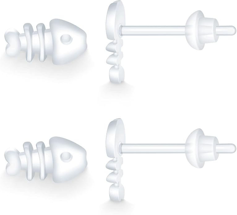 6 Pairs Invisible Plastic Post Earrings For Sensitive Ears - Clear, Sports & Work