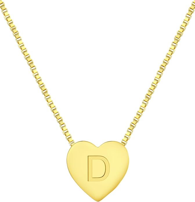 YL Initial Necklace 925 Sterling Silver Heart Letter Pendant A-Z Alphabet Cubic Zirconia Jewelry for Women