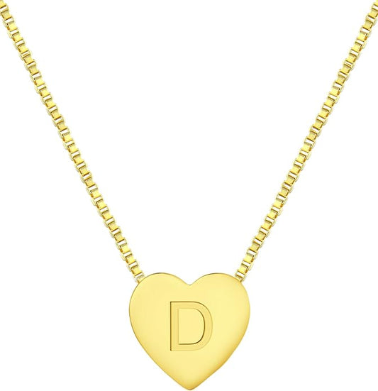 YL Initial Necklace 925 Sterling Silver Heart Letter Pendant A-Z Alphabet Cubic Zirconia Jewelry for Women