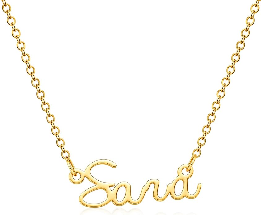 MOMOL 18K Gold Plated Stainless Steel Name Necklace Personalized Custom Name Necklace Customized Nameplate Necklace for women
