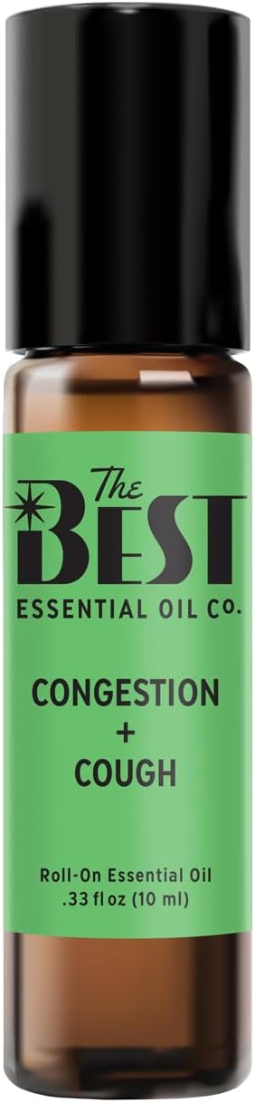 The Best Congestion + Cough Essential Oil Roll-On Blend- Premium Grade- Pre-Diluted in Coconut Oil- Ready to Use- 10 ml (.33 fl oz)