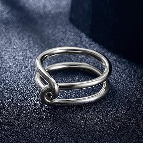 Jinbaoying Gold Rings for Women Girl Statement Fashion Rings Gold Plated Stainless Steel Engagement Promise Knot Love Rings (Silver, 10)