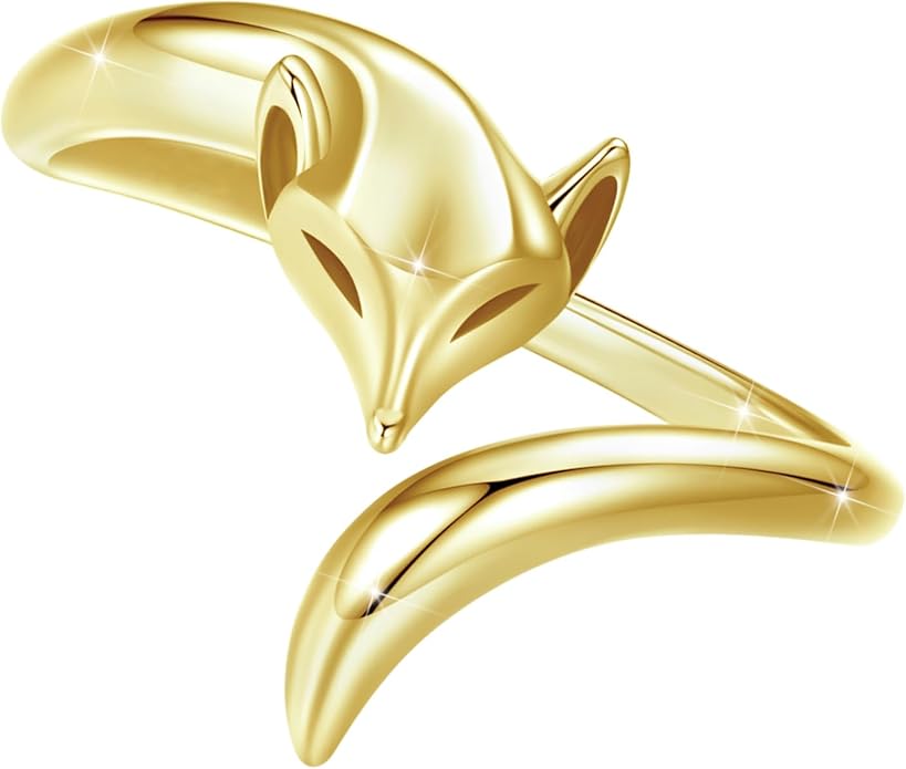 Adjustable Koi Fish Smake Dachshund Kitten Cat Hummingbird leaf Dragon Stackable Rings Lucky Protection Gold Adjustable Animal Themed Fortune Protection Ring Good Luck Statement Jewelry Women Grandma Mom Daughter