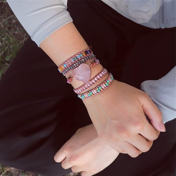 YGLINE Natural Stone Bracelet 3 Wraps Bracelet Handmade Boho Bracelet for Women Bracelet