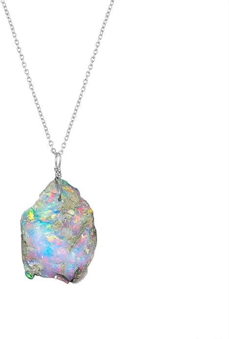 Natural Gemstone Pendant Necklace for Women Handmade Birthstone Healing Crystal Jewelry Chain 20" Stone Birthday Christmas Wedding Gifts for Her