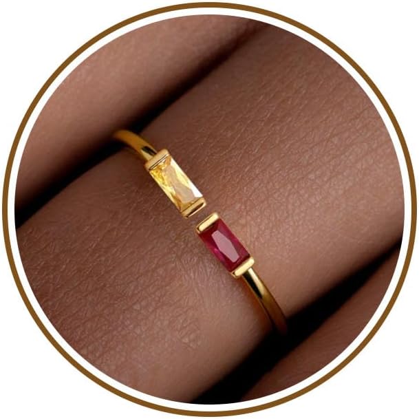 JSJOY Birthstone Rings for Women Dainty Emerald Blue Ring Birthday Gifts for Mom Her Gemstones CZ Ring for Teens Gold Rings That Don't Tarnish Adjustable Ring Jewelry Gifts