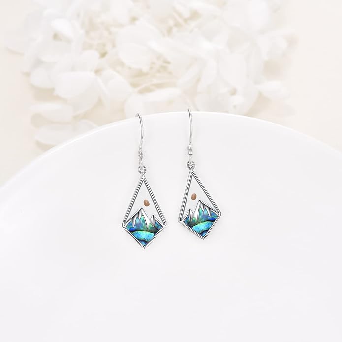 AOBOCO Mustard Seed Earrings for Women Sterling Silver Mountain Cross Earrings Dangle Christian Religion Jewelry Mothers Day Birthday for Mom Wife Friends