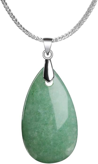 iSTONE 925 Sterling Silver Natural Crytral for Womens Pendant Necklace, Gemstone Birthstone with 17.8" Silver Chain Ladies