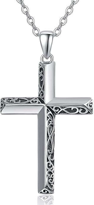 PRAYMOS Cross Necklace for Women Men, 925 Sterling Silver Simple Dainty Cross Necklace, Christian Religious Jewelry, Mothers Day Fathers Day Anniversary Birthday Gift