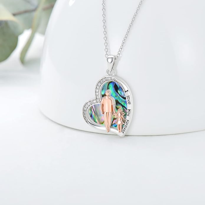 PROESS S925 Sterling Silver Daughter Heart Pendant Necklace from Dad Mom I Love You Forever Jewelry