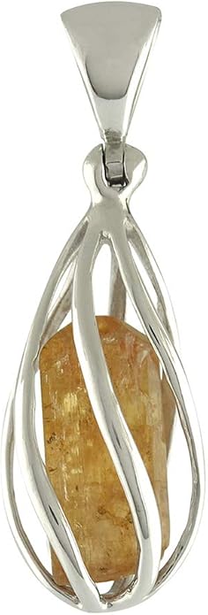 Starborn Gemstone teardrop Style Cage Pendant Sterling Silver