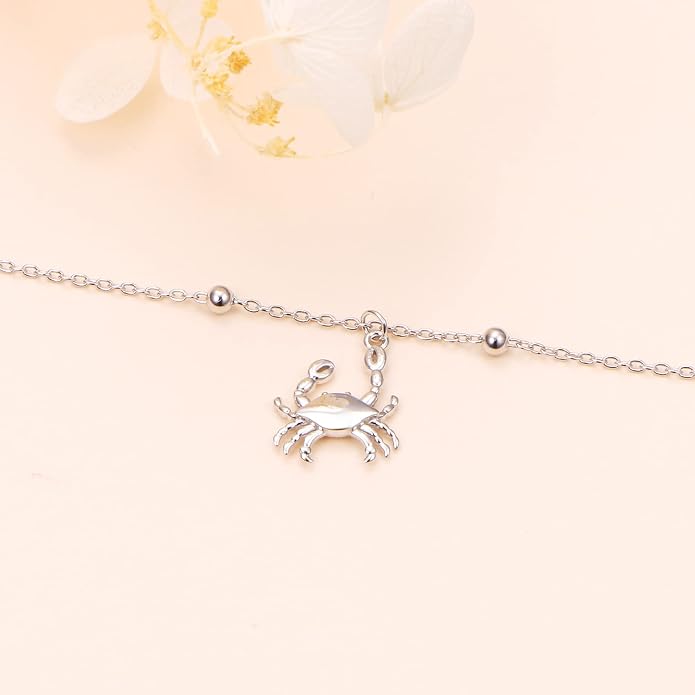 Alphm Anklet for Women S925 Sterling Silver Adjustable Foot Evil Eye Starfish Heart Bead Butterfly Celtic Knot Cross Multilayer Layered Ankle Bracelet Jewelry